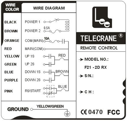 Схема соединения Telecrane 21-2D